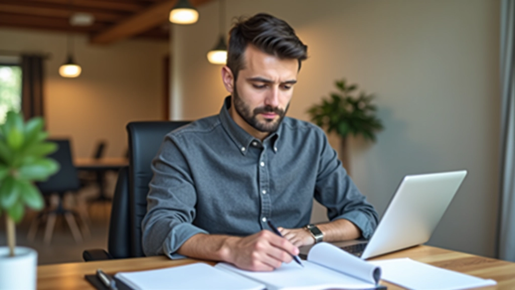 Profissional utilizando ferramentas de produtividade no seu espaço de trabalho
