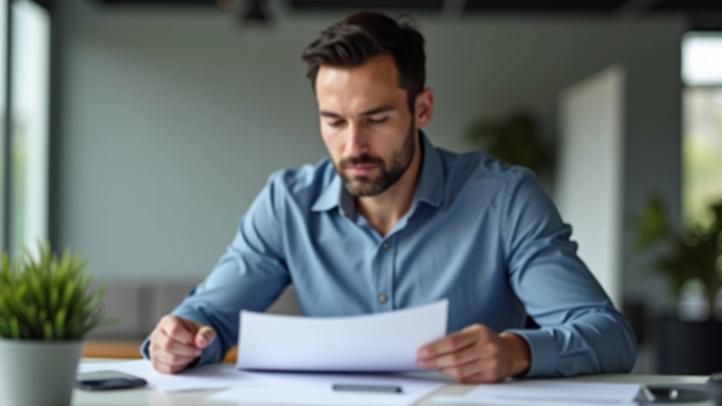 Pessoa em ambiente de trabalho, revisando e organizando tarefas numa matriz impressa